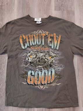 Delta Choot'Em Good Graphic Tee - Olive with Orange & Light Blue Accents